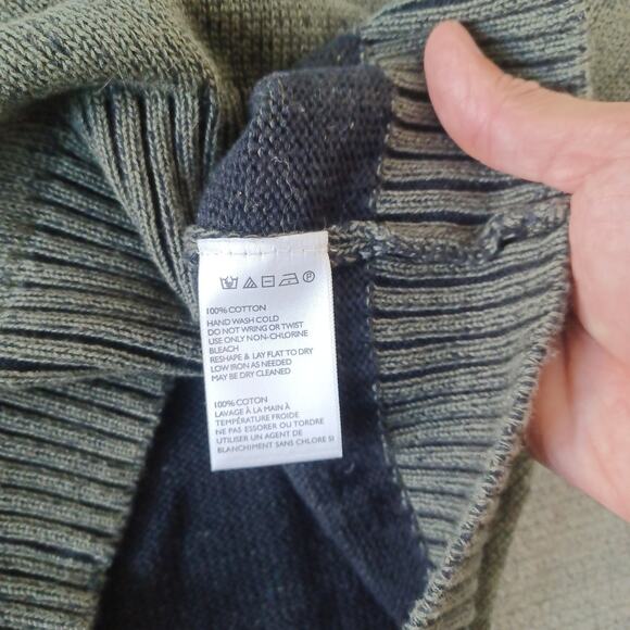 O'hanlon Mills Sweater Mens L Forrest Green Knit Crew Neck Chest Pocket Stretch - Picture 8 of 9